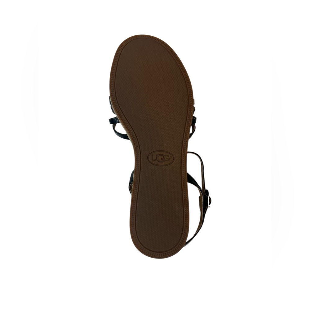 UGG Larisa Sandals Women’s Size 6 Black Leather Strappy Comfort Flat - Picture 5 of 5